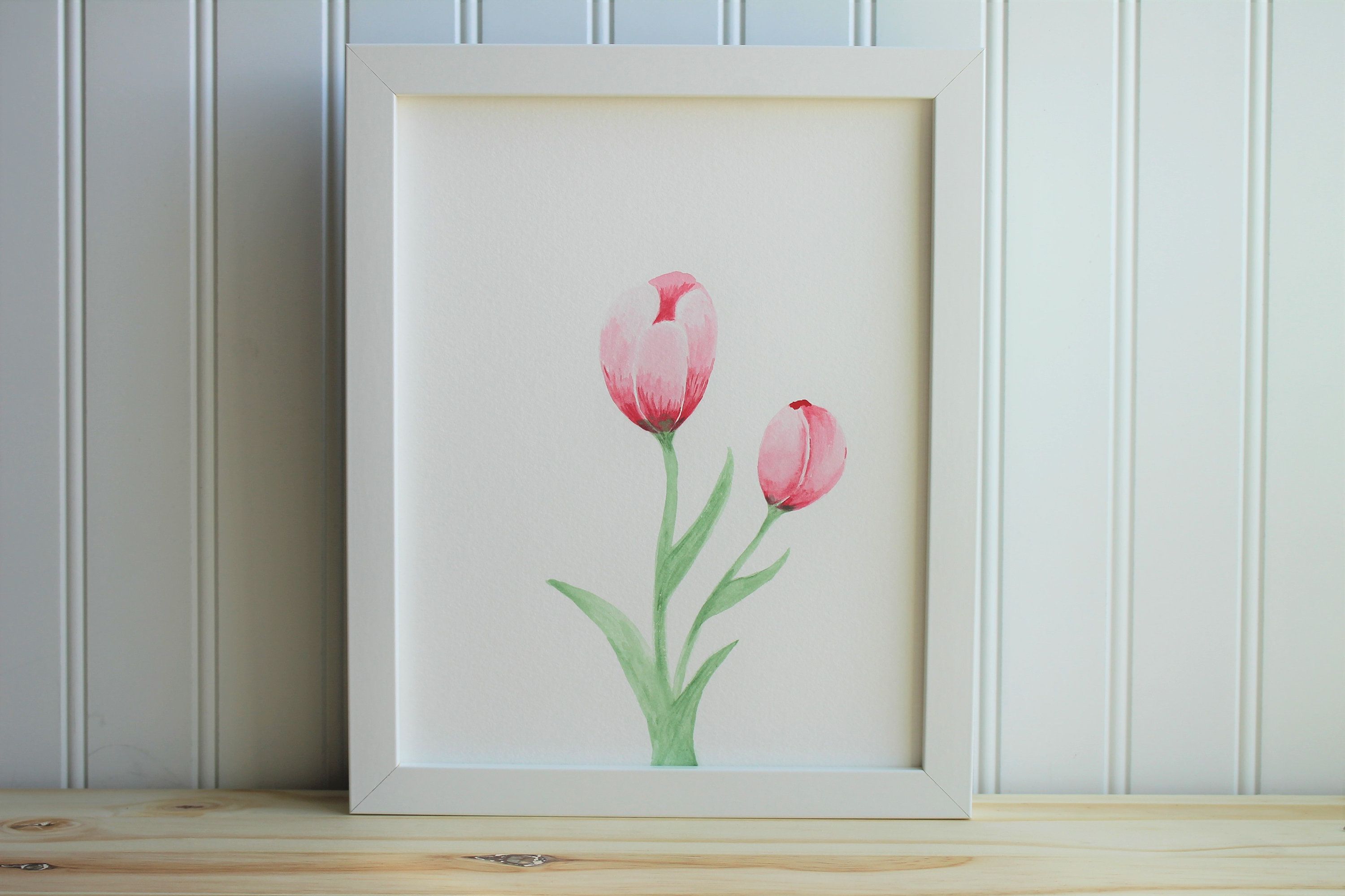 Framed Tulip Watercolor Tulip Flower Botanical Print Farmhouse
