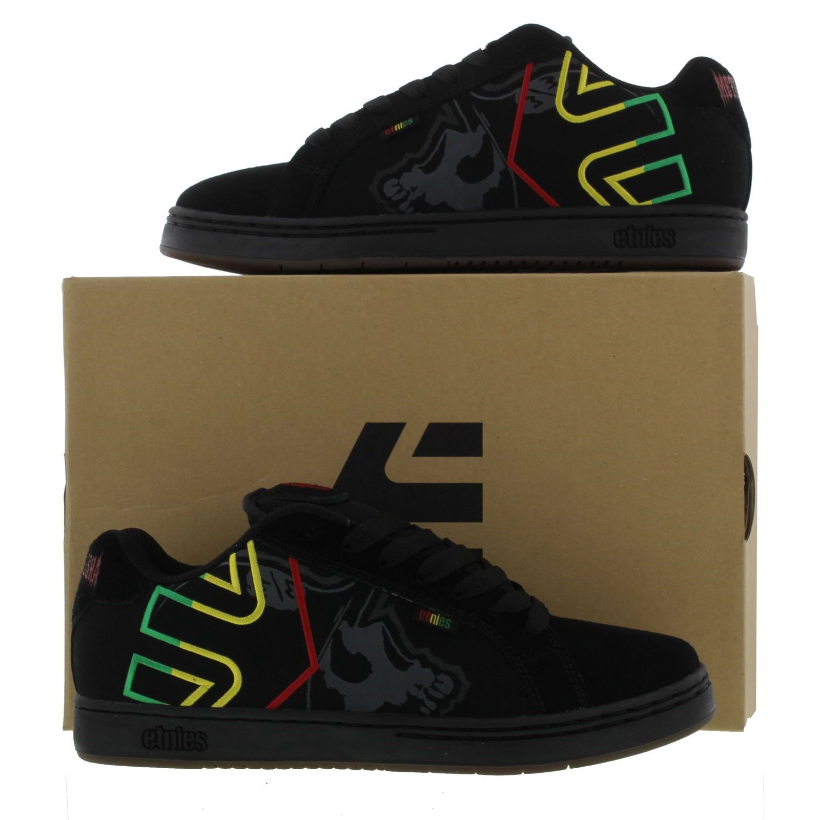 Etnies Mens Metal Mulisha Fader Trainers Black Black Rasta Etnies Mens Metal Mulisha Fader Trainers Black Black Rasta