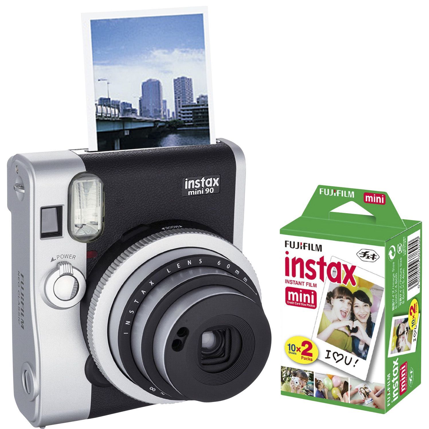 Fujifilm Instax Mini 90 Classic Instant Film Camera with 2 Packs of