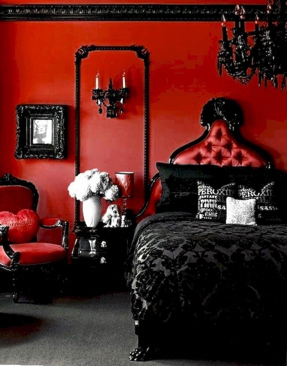 Artsy Gothic Bedroom with Red Accents