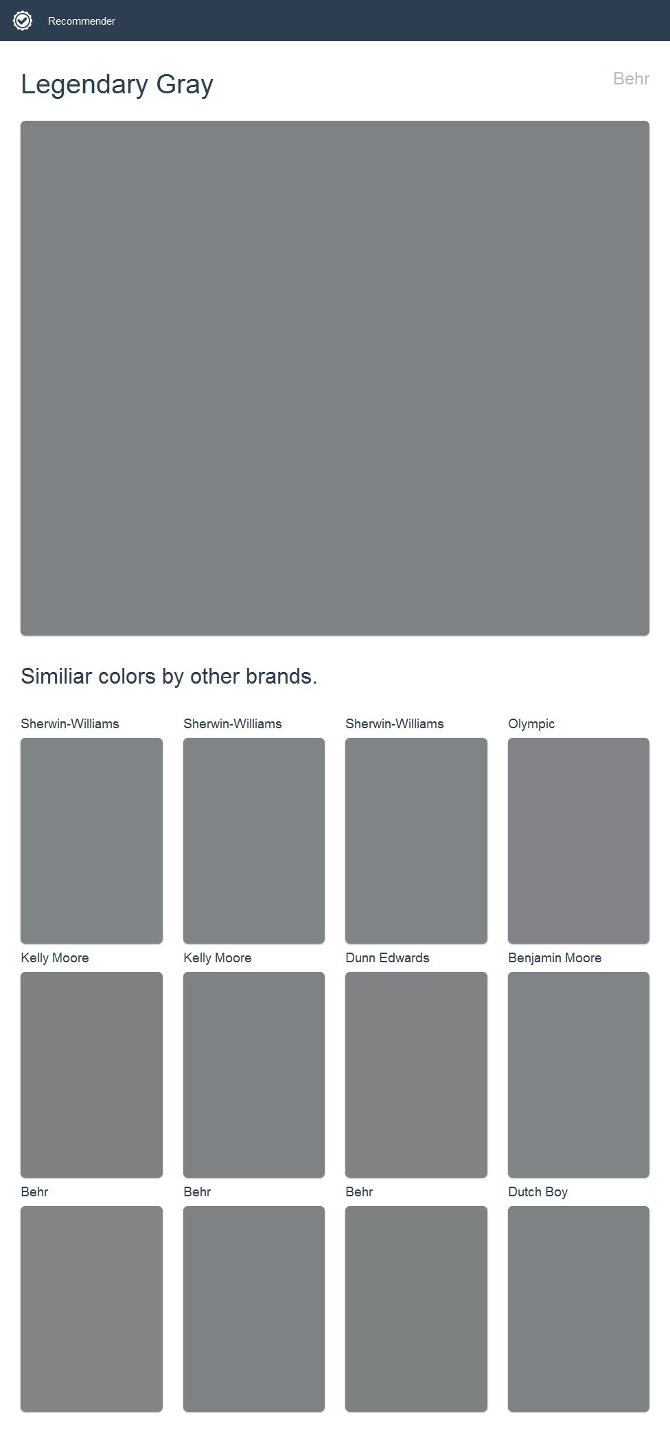 Legendary Gray Behr Click The Image To See Similiar Colors By Legendary Gray Behr Click The Image To See Similiar Colors By Other Brands