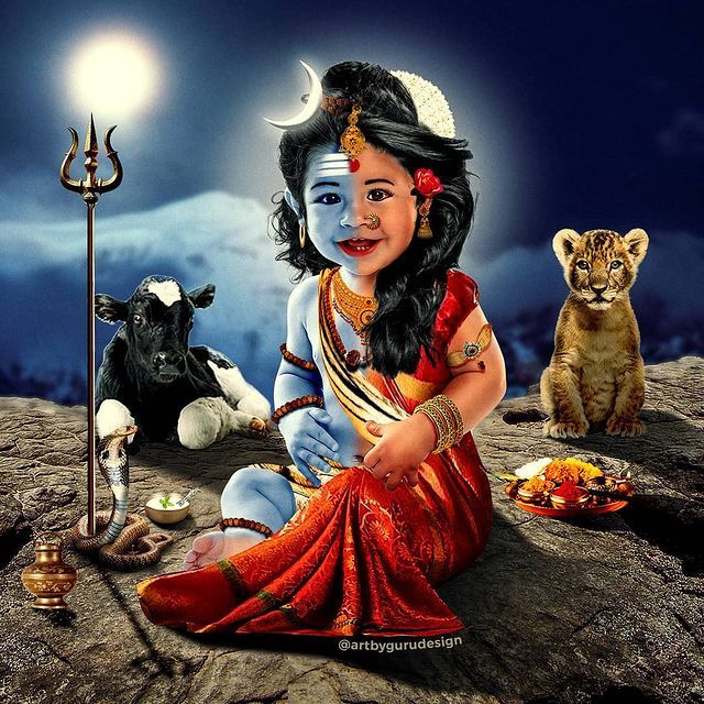 Gururaj Bhandari™ on Instagram: “#conceptart Ardhnarishwar - composite form of lord shiva and Goddess Parvati. As many requested for baby version of Ardhnarishwar so hope…” Lord Shiva Hd Wallpaper, Lord Vishnu Wallpapers, Shiva Parvati Images, Shiva Shakti, Simple Girl Image, Beautiful Love Images, Cartoon Clouds, Photos Of Lord Shiva, Spiritual Artwork