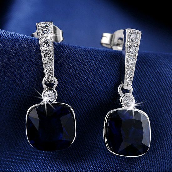 Pendientes De Plata Esterlina 925 Pendientes Cortos De Azul Pendientes De Plata Esterlina 925 Pendientes Cortos De Azul