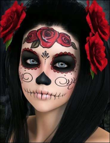 Especial: 15 Inspirações de Maquiagem de Caveira Mexicana Halloween Makeup Skull, Maquillage Halloween Clown, Face Painting Halloween, Skeleton Makeup, Simple Halloween Makeup, Sugar Skull Halloween Costume, Facepaint Halloween, Halloween Tattoos, Halloween Nails