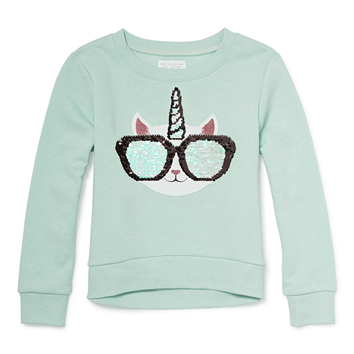 The Childrens Place Girls Big Long Sleeve Flip Sequin Top