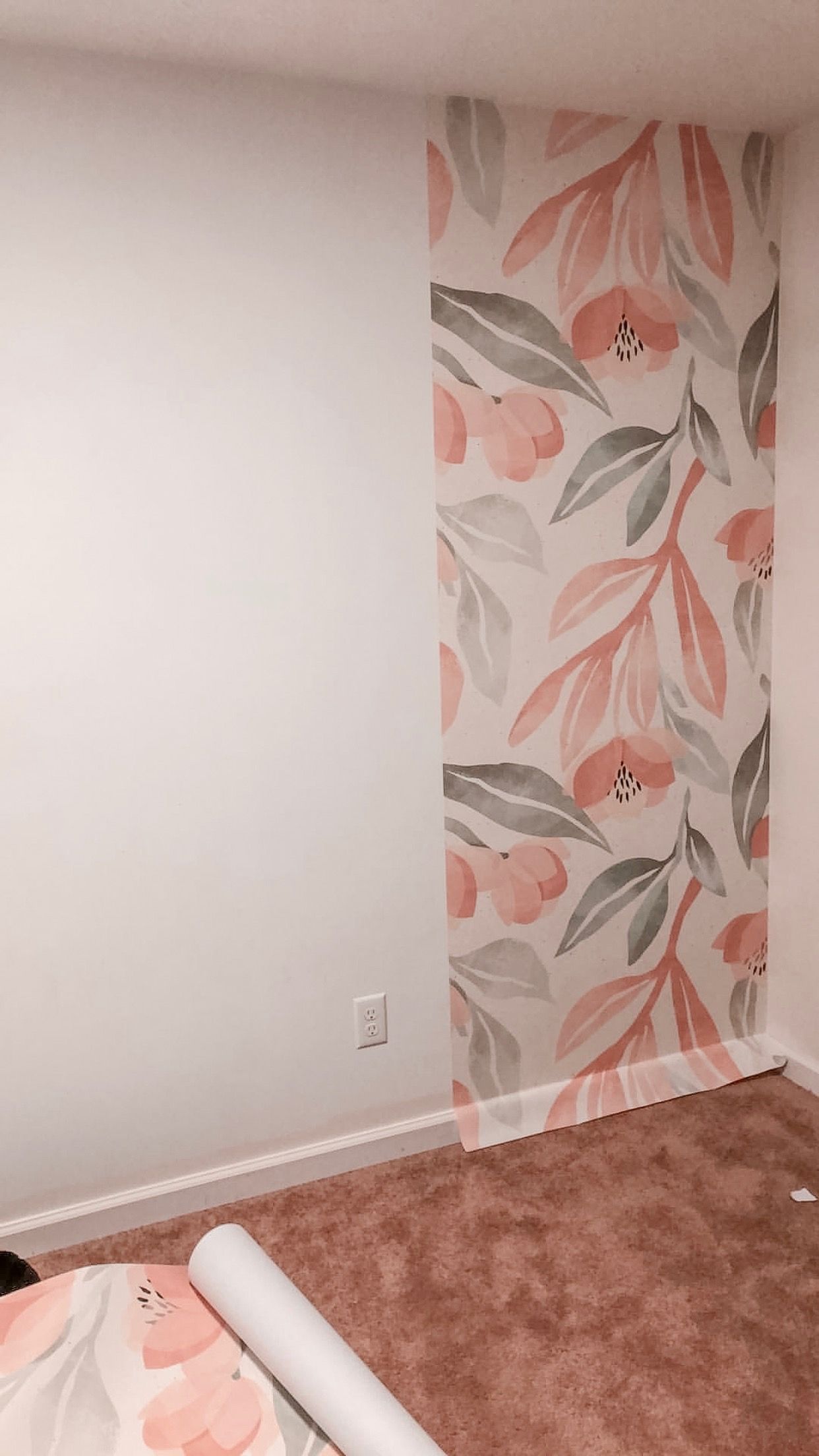 Magnolia Home Watercolor Roses Wallpaper - Coral