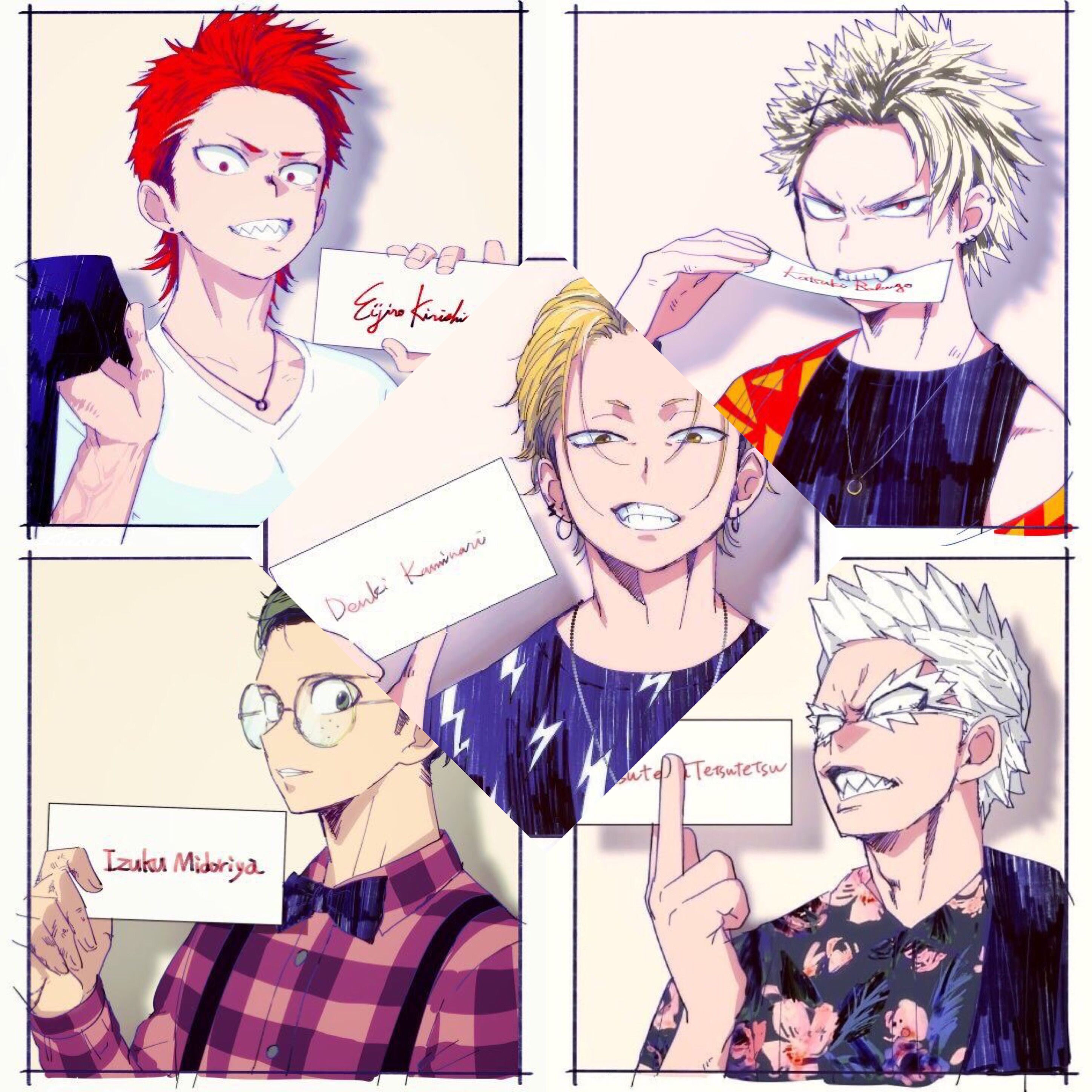 Kirishima Eijirou, Kaminari Denki, Midoriya Izuku, Katsuki Bakugou