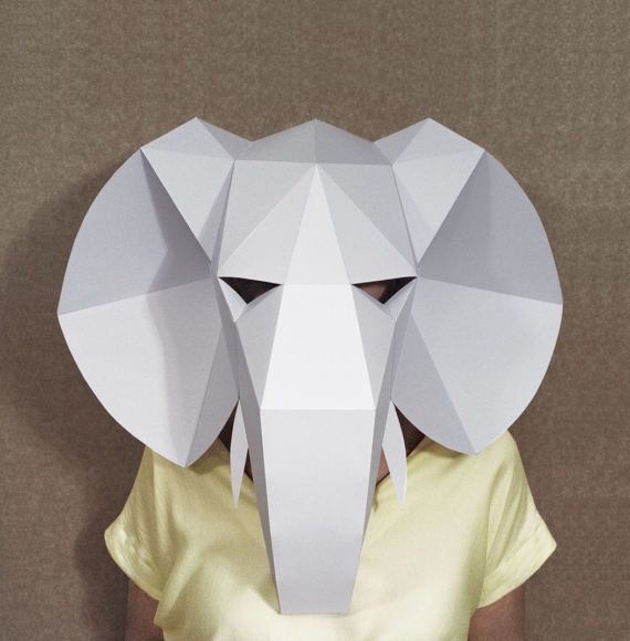 Elephant mask. Printable Halloween mask. Elephant costume with DIY mask. Instant download