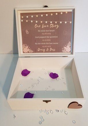 wooden wedding memory keepsake box fully personalised with one of