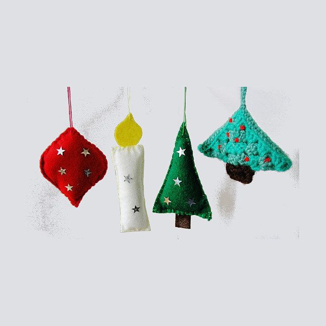 4 vintage handmade christmas decorations felt bauble candle 4 vintage irish handmade christmas baubles holidays ornaments from 1980s tree decorations candle trees heart from ireland by theirishbarn on etsy
