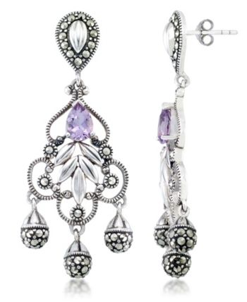 Macy S Amethyst 1 Ct T W Marcasite Chandelier Earrings In