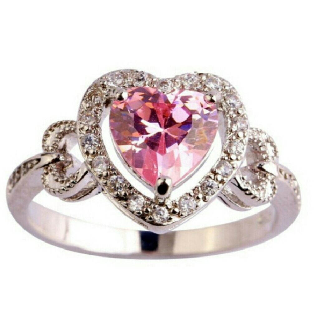 Angelina Jewelry Shop Fashion Women Pink & White Topaz Gemstone Silver Ring 7 Angelina Jewelry Shop Fashion Women Pink & White Topaz Gemstone Silver Ring 7