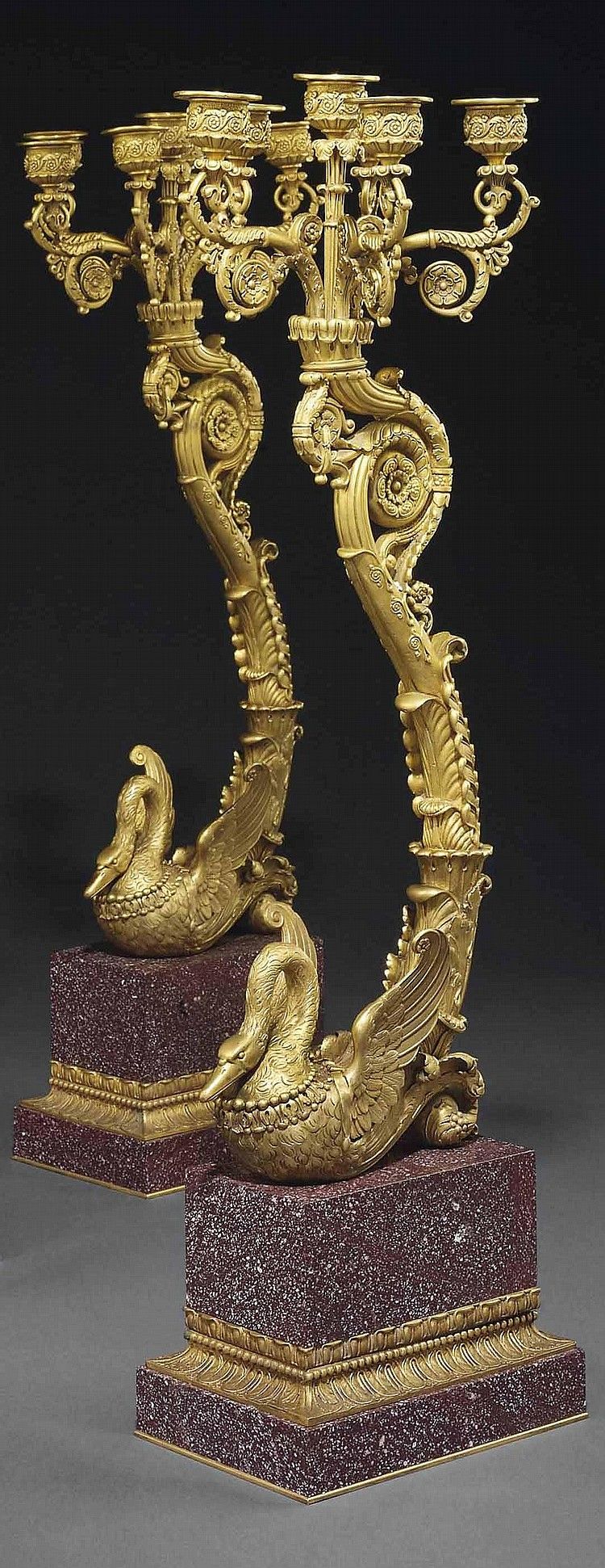 Sold Price A Pair Of French Ormolu And Porphyry Six Light Candelabra March 4 0112 12 00 Am Gmt Antique Candle Sticks Candelabra Vintage Candlesticks