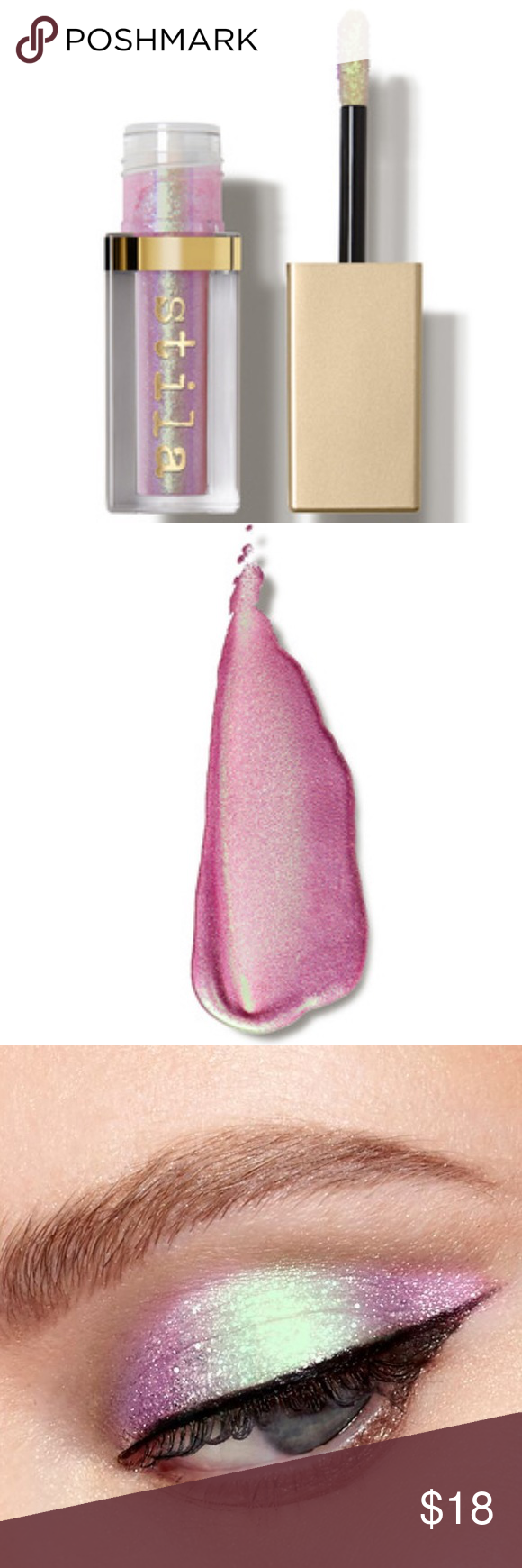 Download NEW Glitter & Glow Liquid Eye Shadow Duo Chrome Color: Sunset Cove- cool mid-tone pink with duo ...
