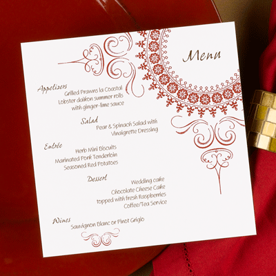 menu cards for dinner party