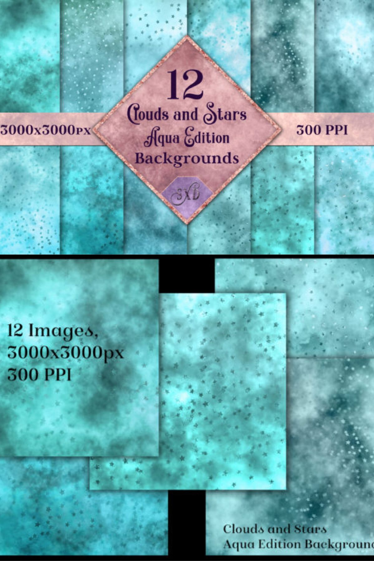 Download Free Clouds And Stars Aqua Backgrounds Aqua Background Aqua Clouds PSD Mockup Template