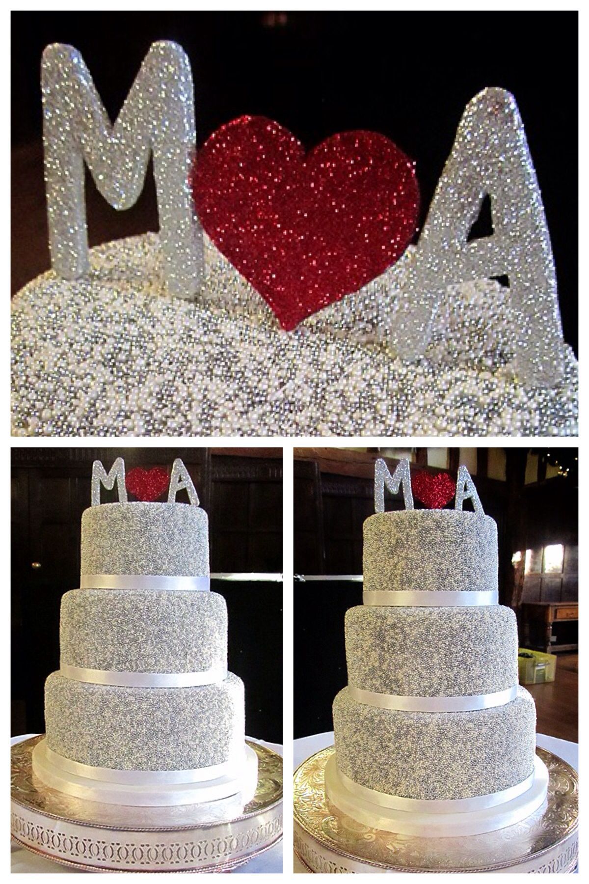 Pearl And Silver Dragees Hundreds Thousands Sprinkles Style Stacked Wedding Cake With Pearl And Silver Dragees Hundreds Thousands Sprinkles Style Stacked Wedding Cake With