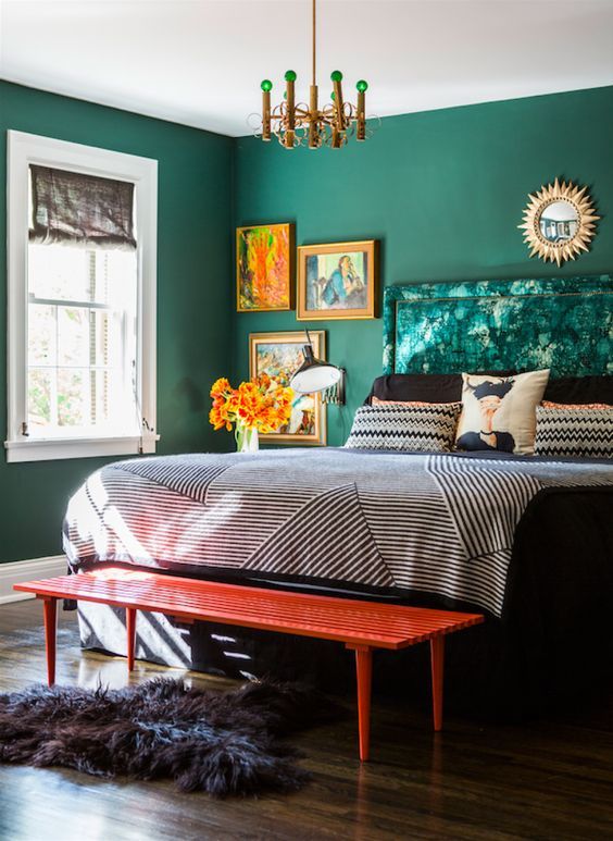 Emerald green bedroom | House of Honey | Interior Design by Tamara Kaye-Honey The Best of interior decor in 2017. Modern Master Bedroom, Master Bedroom Design, Trendy Bedroom, Bedroom Paint, Home Bedroom, Bedroom Interior, Bedroom Furniture, Bedroom Decor, Bedroom Designs