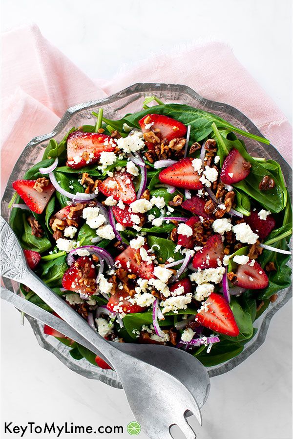 Strawberry Spinach Salad with Feta (VIDEO) - Key T Strawberry Spinach Salad with Feta (VIDEO) - Key T