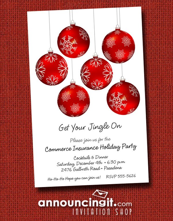 snowflakes on red ornaments christmas invitations in 2018