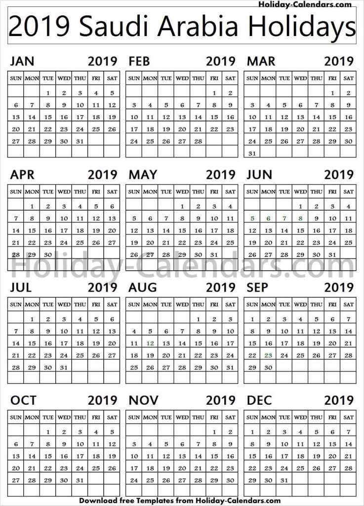 saudi arabia 2019 holidays calendar ms word holiday ms calander