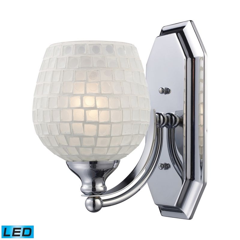 Elk Lighting 1 Light Bath Vanity Fixture Chrome White Mosaic Gl Light Bath Vanity Fixture Chrome