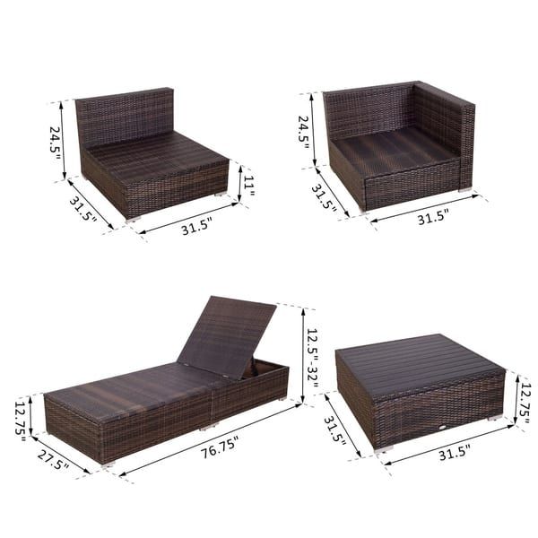 Outsunny 9 Piece Aluminum Outdoor Patio Rattan Wicker Sofa Sectional Outsunny 9 Piece Aluminum Outdoor Patio Rattan Wicker Sofa Sectional Furniture Set Desert Sand