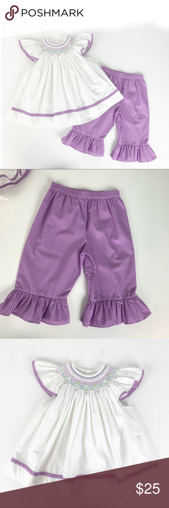 Remember Nguyen Purple Smocked Pants Shirt Set Smocked