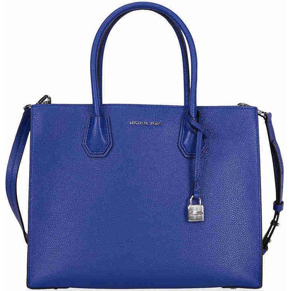Michael Kors Mercer Large Bonded Leather Tote Electric Blue 228 Michael Kors Mercer Large Bonded Leather Tote Electric Blue 228 Liked On