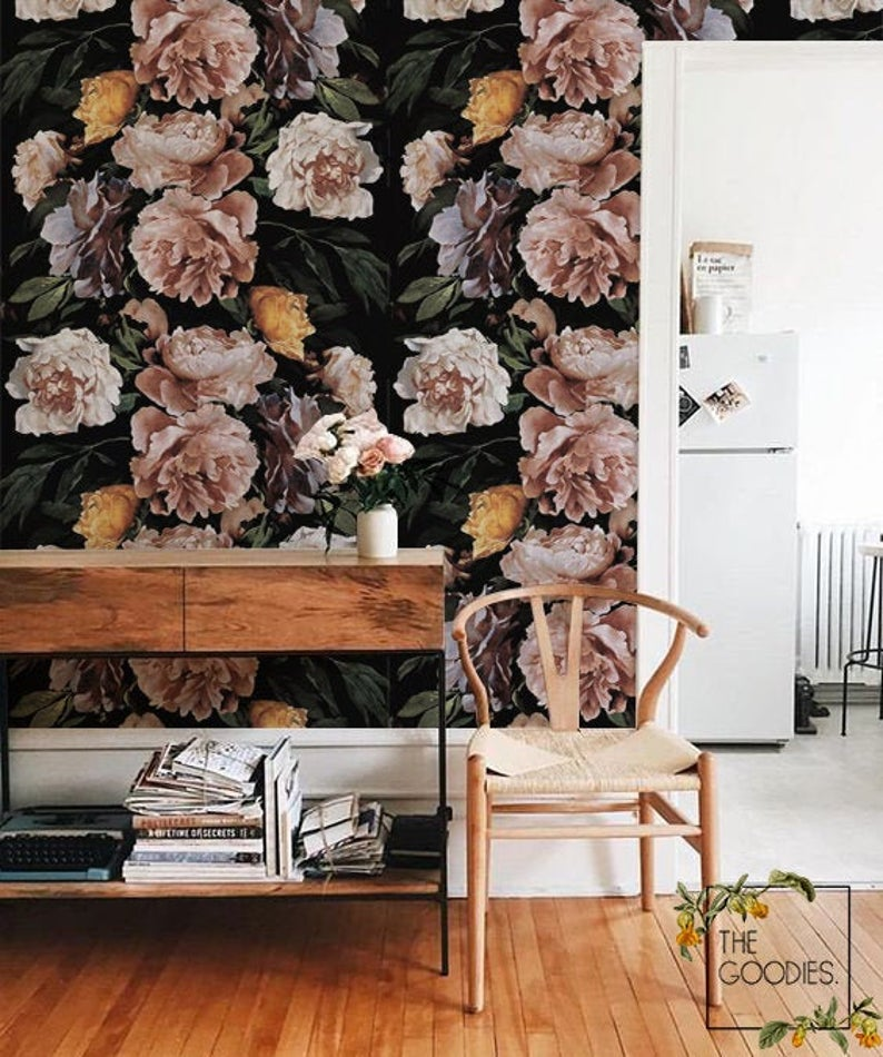Vintage floral wallpaper Flower pattern wall decor Removable Vintage floral wallpaper Flower pattern wall decor Removable