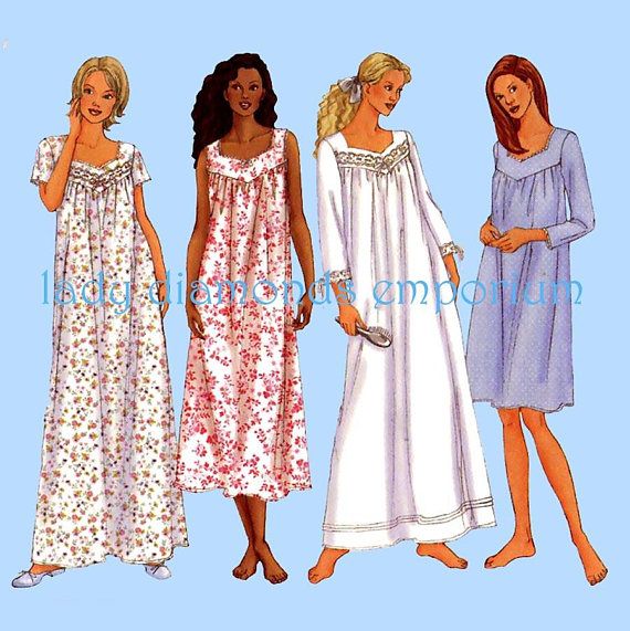 Butterick 6838 Womens Short or Long Babydoll Style Nightgown Pajamas