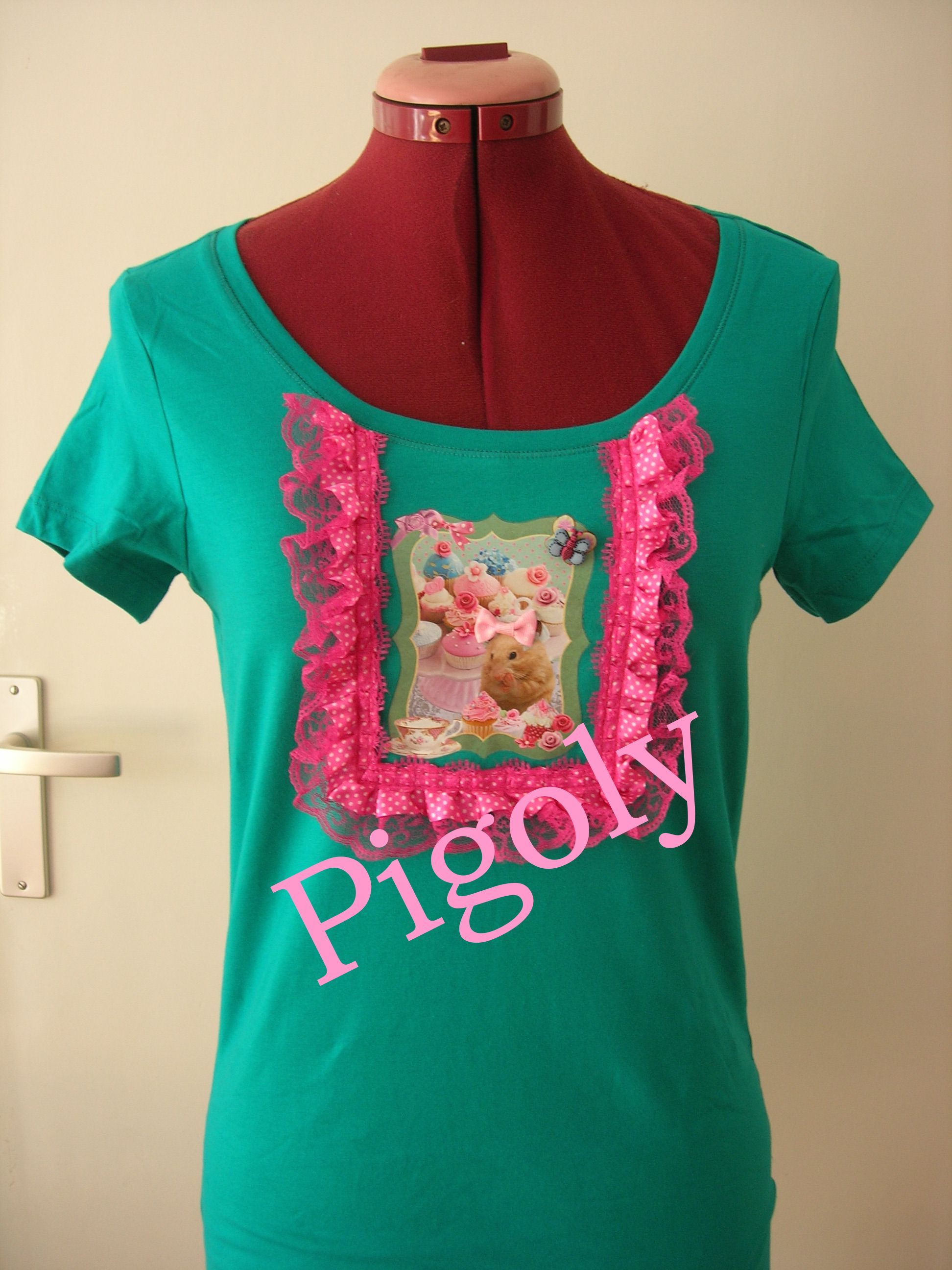 Zelf je t'shirt pimpen met kant band en applicaties ...