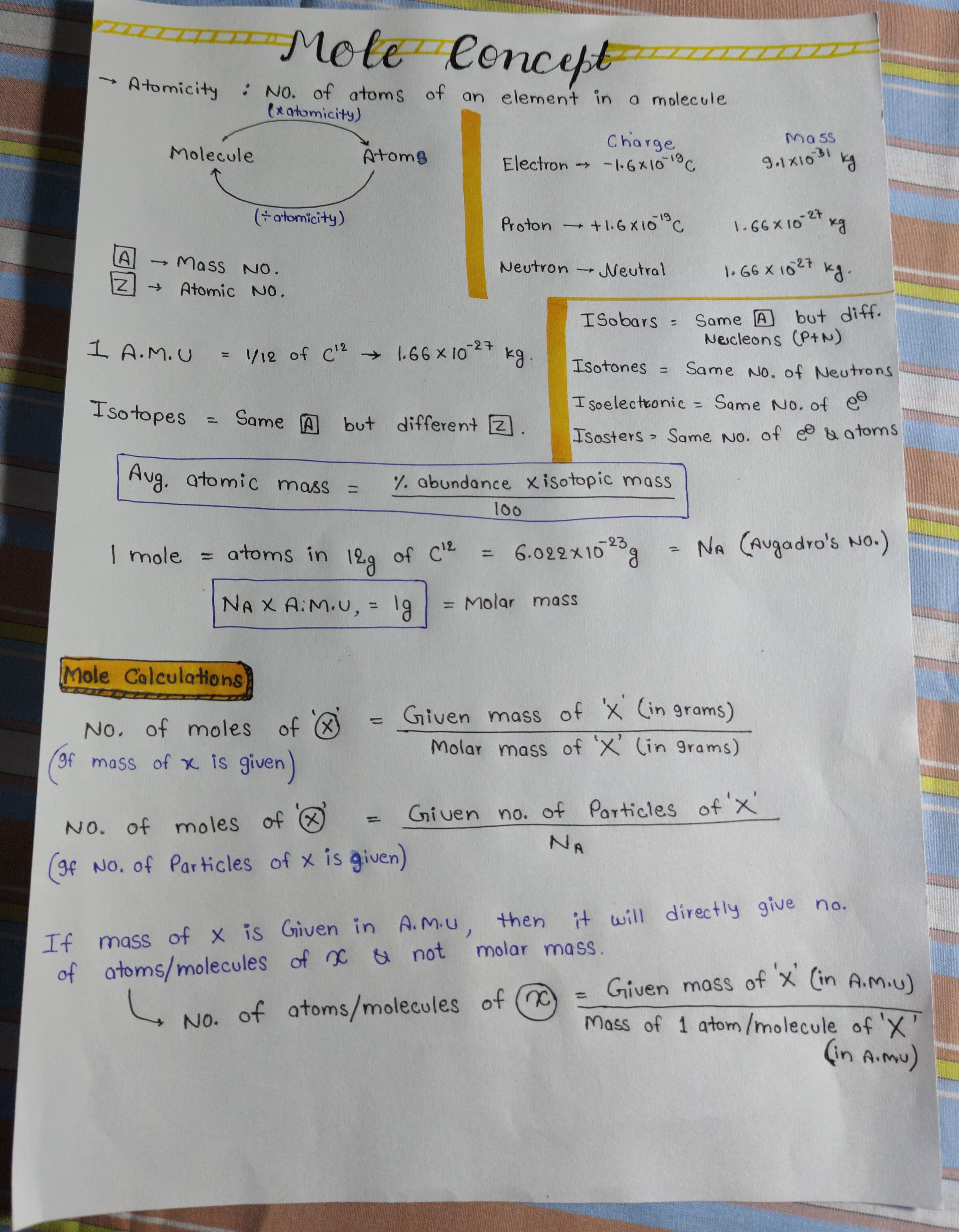 Some basic concepts of chemistry and mole concept