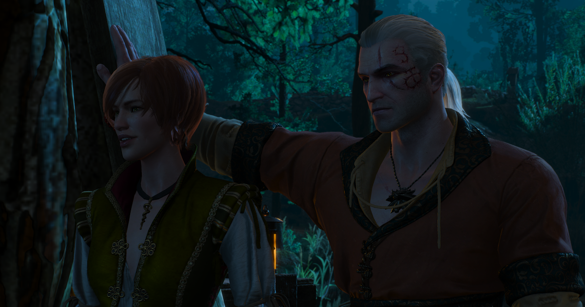 Geralt and Shani wait for a couple to leave the dock