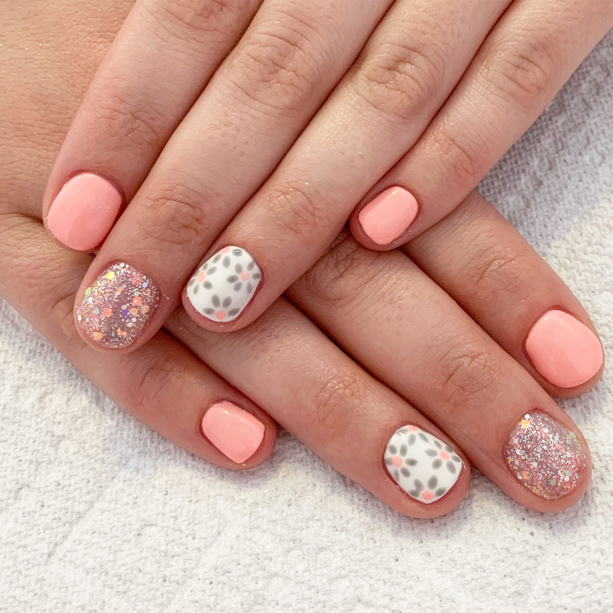 Grey Nails Peach Nails Coral Nails Spring Nails Short Nails