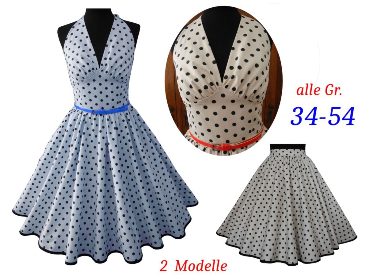 50er Rockabilly Petticoat Pinup Konfirmation Abiball Abend Kleid 34-54