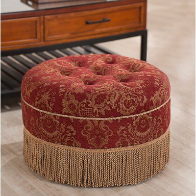 Jennifer Taylor Yolanda Decorative Round Ottoman Tail Footstool Decorative Round Ottoman, Round Ottoman Furniture