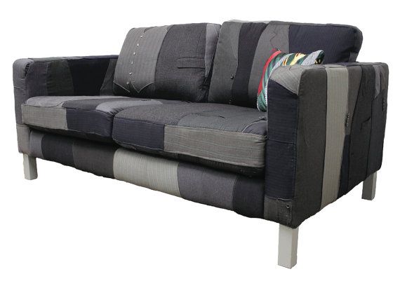 Suit Couch Repurposed Thrift Suits Eco Friendly Sofa Suit Couch Repurposed Thrift Suits Eco Friendly Sofa Upholstered Loveseat Upcycled Furniture