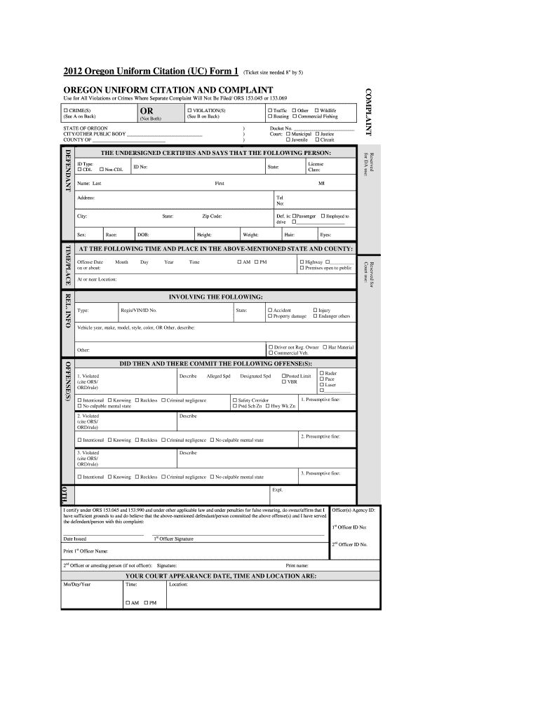 Oregon Uniform Citation Fill Online Printable Fillable For Blank Speeding Ticket Template Best Ticket Template Speeding Tickets Ticket Template Printable