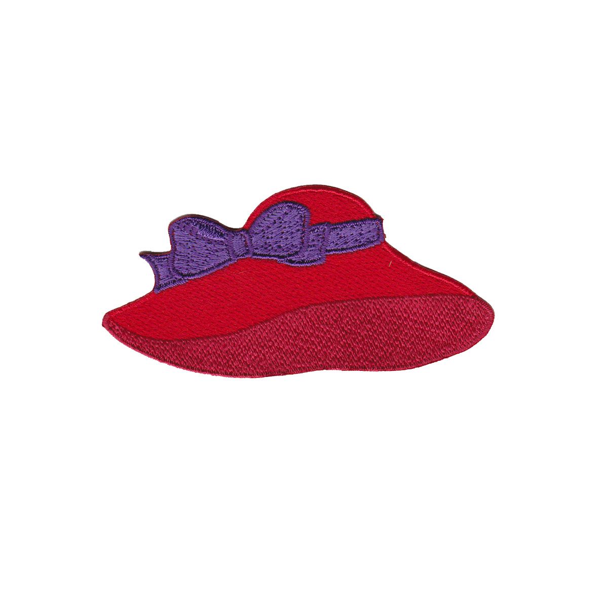 APPLIQUES IRON ON RED HAT SOCIETY EMBROIDERED FABRIC