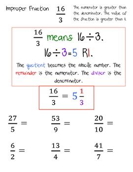 Improper Fractions and Renaming Mixed Numbers... by Taylor Parker | Teachers Pay Teachers Math Tutorials, Math Tricks, Math Vocabulary, English Vocabulary Words, Math Strategies, Math Resources, Homeschool Math, Homeschooling, Improper Fractions