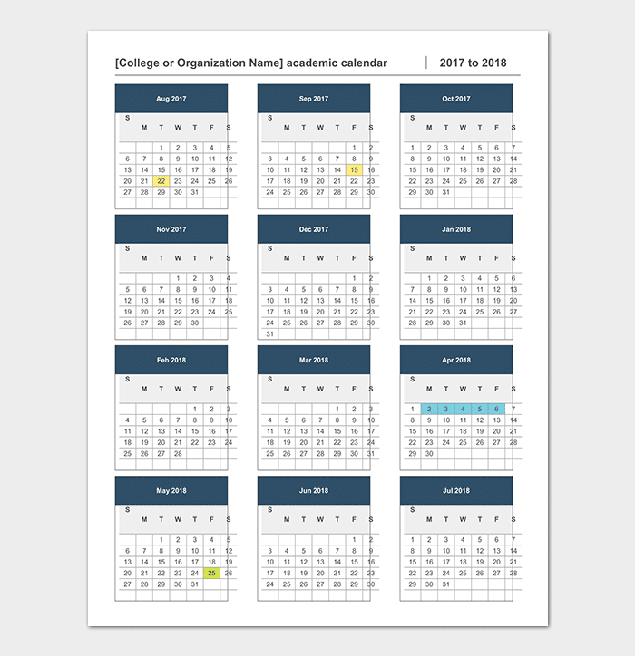 40 free printable calendar templates for word powerpoint excel academic calendar excel