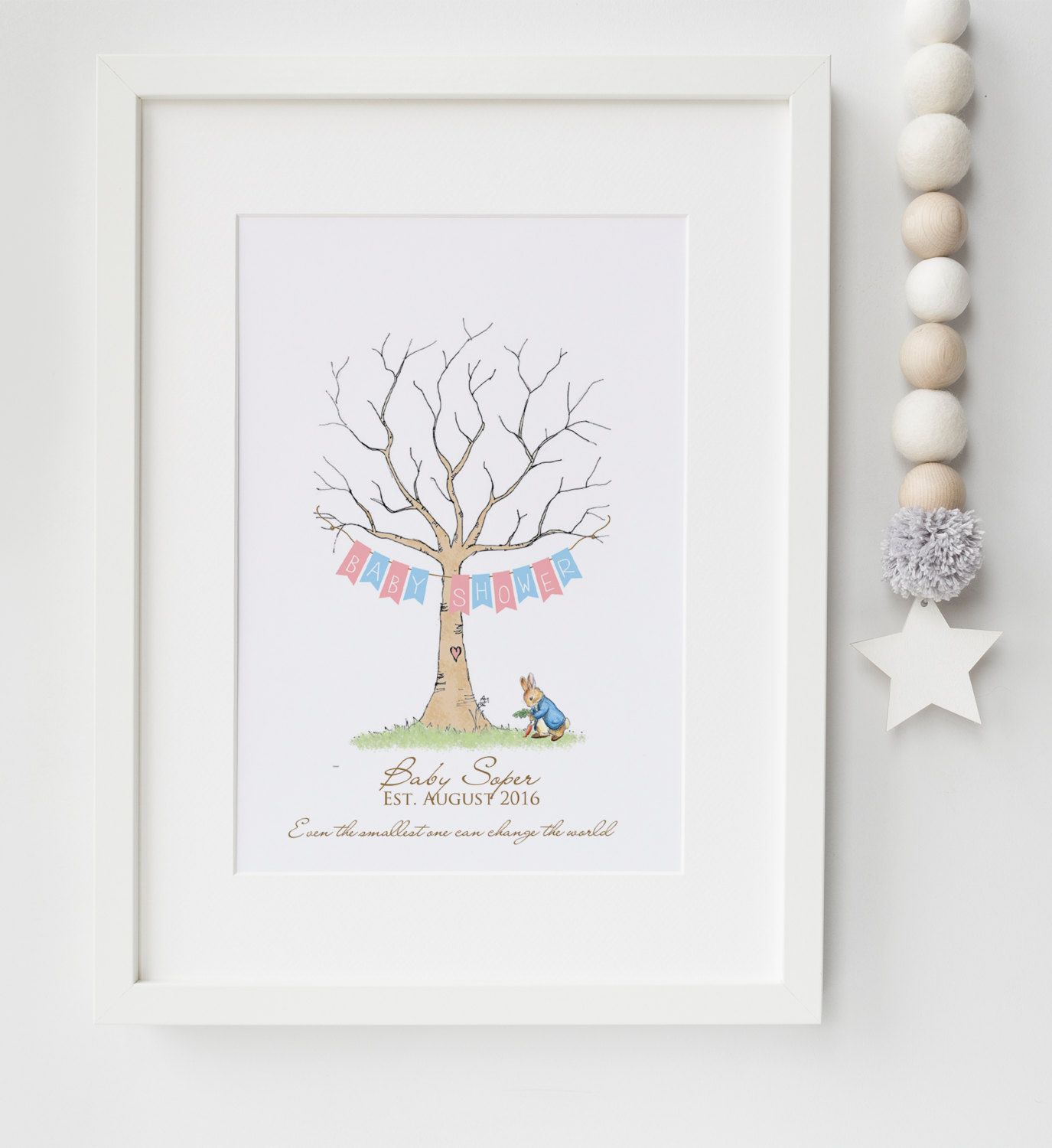 •• Personalised Fingerprint Tree Guest Book Peter Rabit ••
