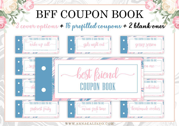 Best Friends Gift Printable Coupons Coupon Book Birthday Etsy Best Friends Gift Printable Coupons Coupon Book Birthday Etsy