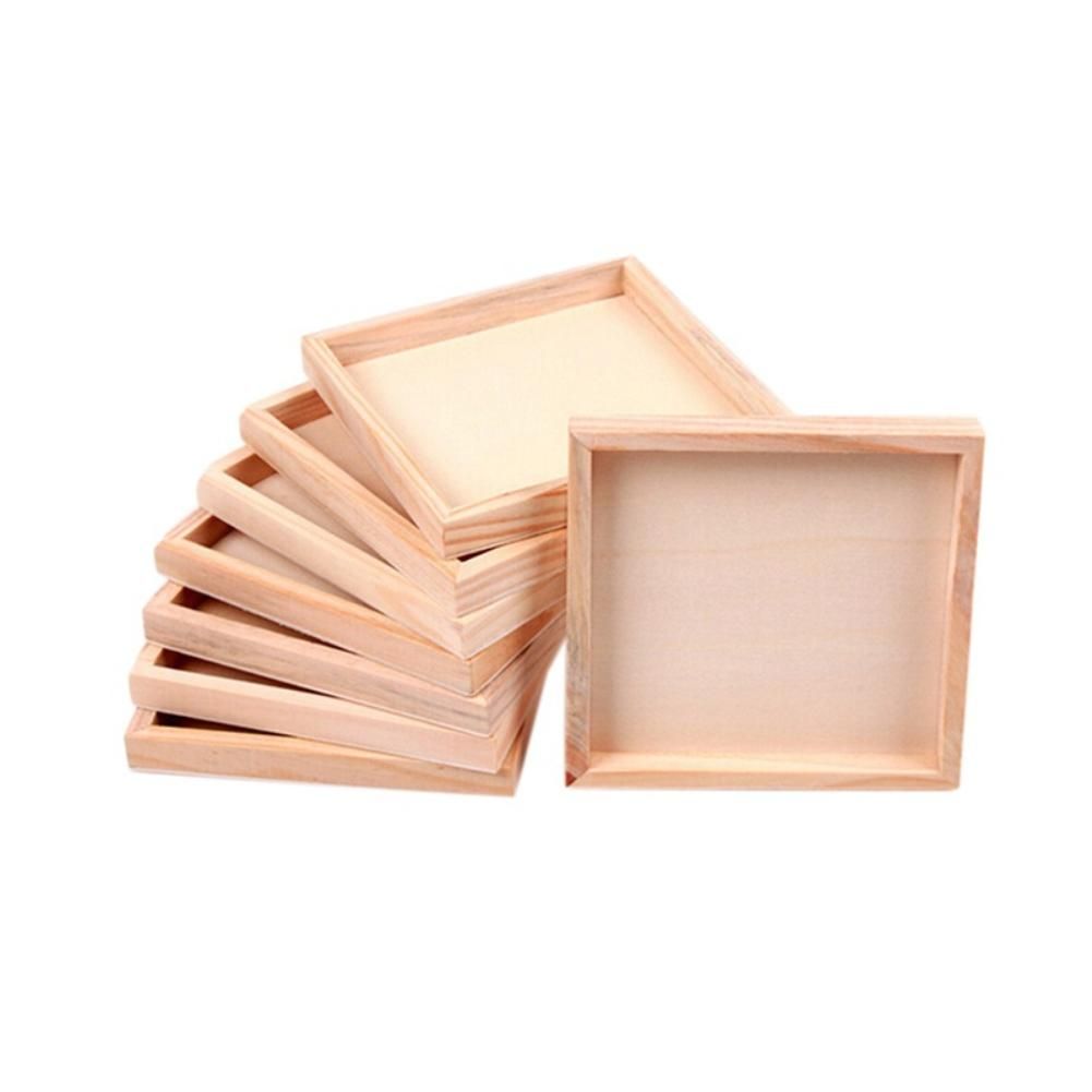 Wood Plate Tray Bottom Rack Pallet for Six-Sided Painting Building Block Toy - Wood Color