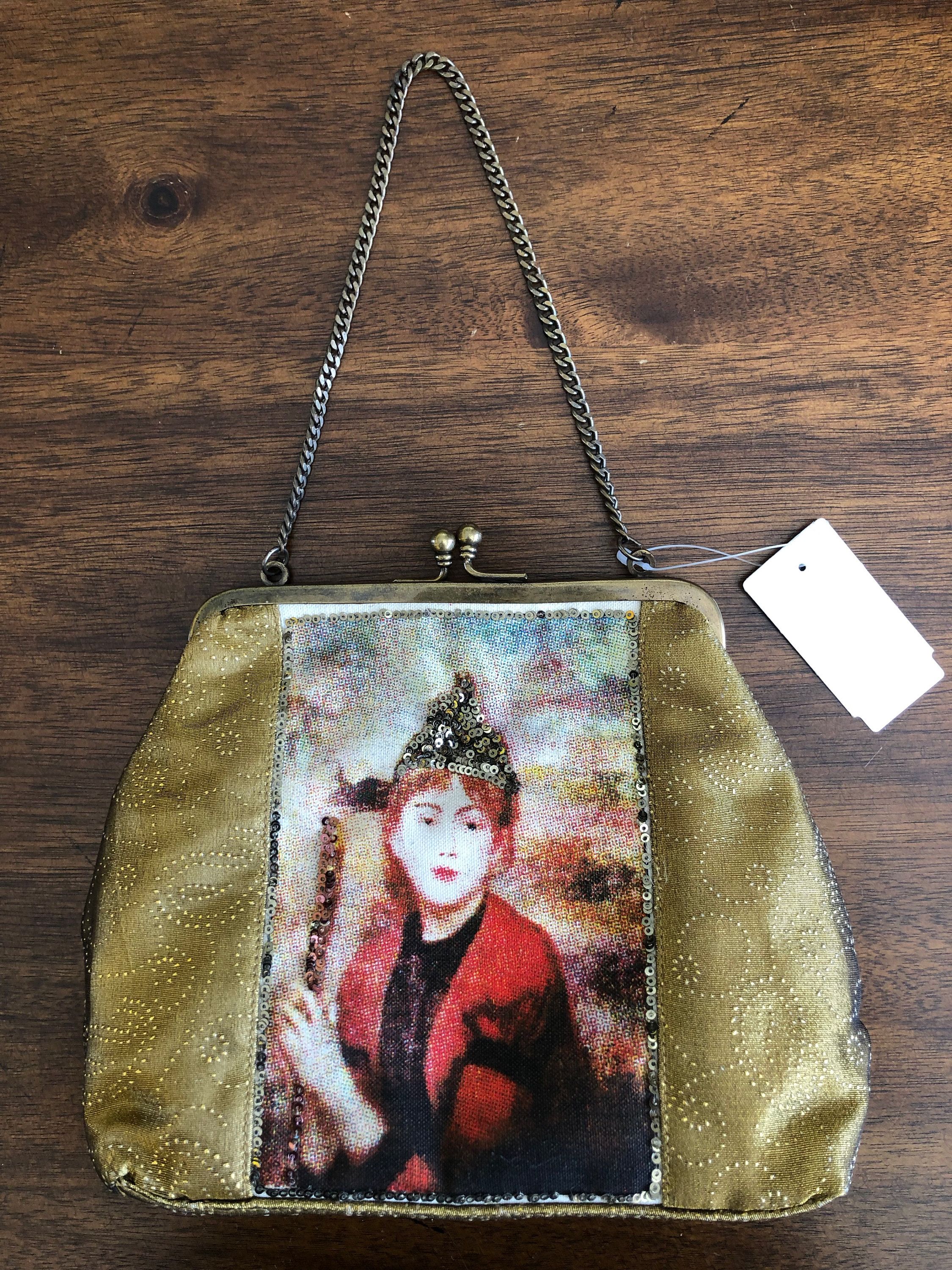 Little Gold Purse Tone Chain Handle Renaissance Bag Little Gold Purse Tone Chain Handle Renaissance Bag