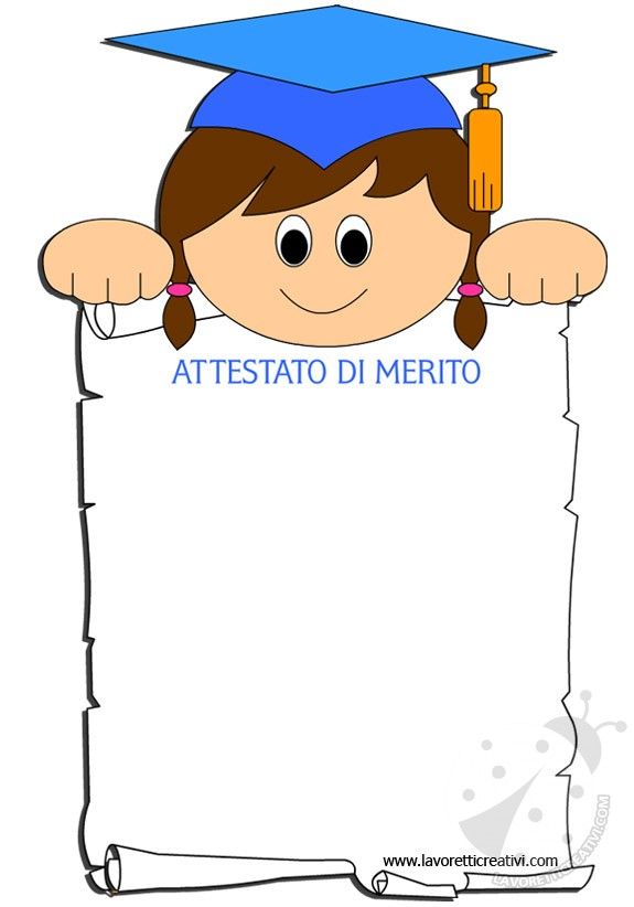 Fine Anno Scolastico – Attestato Di Merito Per Bambina | Kartlar, Davetiye, Mezuniyet