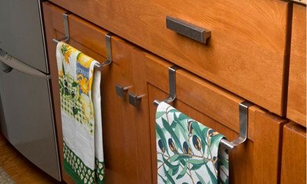 Evelots Over the Cabinet Door/Drawer Kitchen Towel Bars (2-Pack