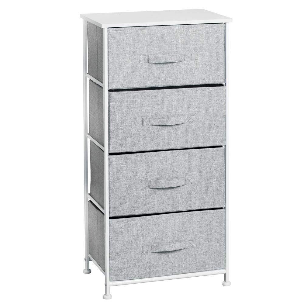 MDesign Fabric 4-Drawer Storage Organizer Dresser For Clothing, Sweaters, Jeans, Blankets - Gray #affiliate | Dresser Storage, Storage Towers, Drawer Storage Unit