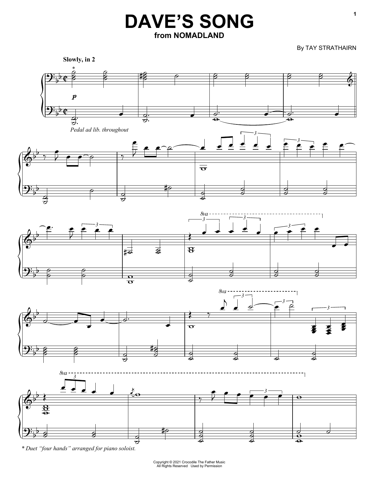 Tay Strathairn Dave's Song (from Nomadland) Sheet Music Notes | Sheet